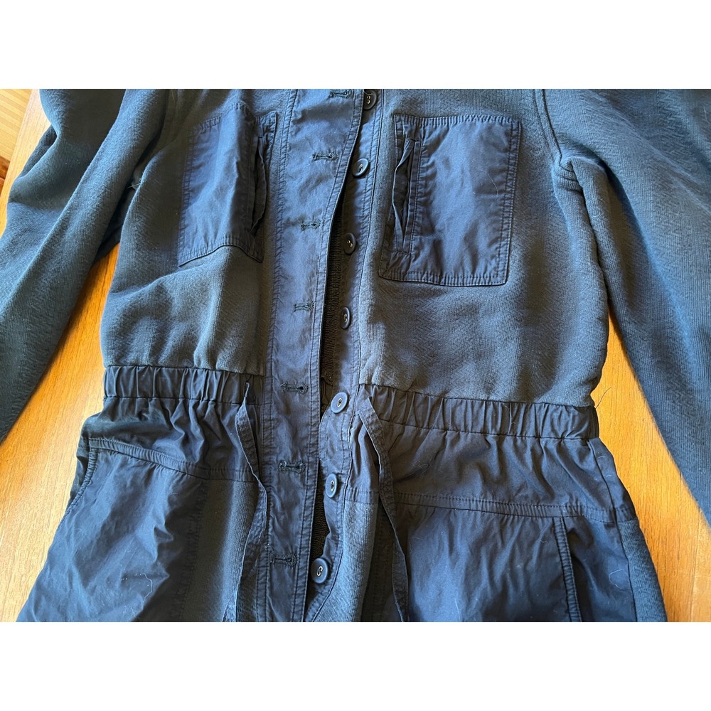 Ulla Johnson Black Mixed Media Puff Sleeve Utility Jumpsuit Elastic Waist - Picture 3 of 8